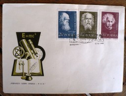 POLOGNE  Albert Einstein, Physique, Physic, Prix Nobel, Nobel Prize FDC Du 10/12/1959. + DARWIN, MENDELEJEW (Yvert 997) - Albert Einstein