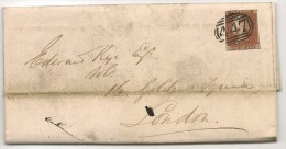 UK - 1846 1p Very Bluish Paper Lettered CE -  ENTIRE COVER  - LEEDS  Canceled At Back TOWN BLUE NAME + ROYALTY CANCEL - Storia Postale