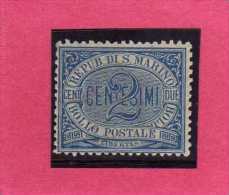 SAN MARINO 1892 - 1894 CIFRA NUMERAL CENT. 2 MNH OTTIMA CENTRATURA - Neufs