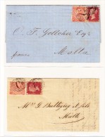 1867 & 1871 Lot 2 Letters Britisch Constantinople To Malta - Levant Britannique