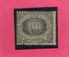 SAN MARINO 1892 - 1894 STEMMA COAT OF ARMS ARMOIRIES CENT. 5 MNH DISCRETA CENTRATURA - Neufs