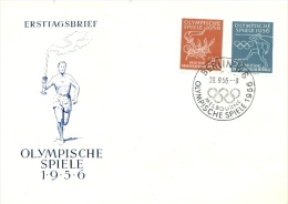 DDR Berlin FDC Mi. 539 - 540 Olympische Spiele Melbourne 1956 Fackelläufer SST Berlin - Summer 1956: Melbourne