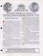 G)1993 MEXICO, AMEXFIL MAGAZINE, SPECIALIZED IN MEXICAN STAMPS, YEAR 11 VOL. 11-SEP-OCT- 1993-NUM. 62, XF - Español