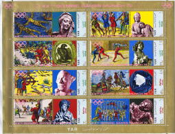 1970 Nord  Yémen YAR  Sapporo '72 Sports Moyen-Age  Tableaux Et Sculptures Feuillet 8 Timbres  MiNr 1371-8 Bloc 163* MH - Yémen