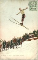 SUISSE  SPORT  SKI LE SAUT  HIN FAMOSER SPRUNG 9045 SERIE 100 CACHET POSTAL AMBULANT - Port