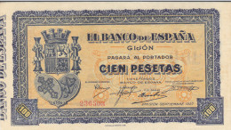 100 PTS GIJON  1937 - 100 Pesetas