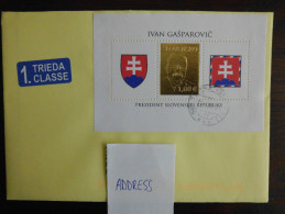 Slovakia Slovensko 2009 - Letter Ivan Gašparovic President Of The Slovak Republic S/S - Stamp In Gold - Cartas & Documentos