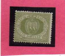 SAN MARINO 1892 - 1894 STEMMA COAT OF ARMS ARMOIRIES CENT.45 DISCRETA CENTRAURA MNH - Neufs