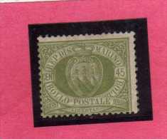 SAN MARINO 1892 - 1894 STEMMA COAT OF ARMS ARMOIRIES CENT.45 DISCRETA CENTRAURA MNH - Neufs