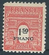 1945 FRANCIA ARCO DI TRIONFO 1,50 F MH * - EDF165 - 1944-45 Triomfboog