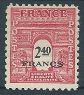 1945 FRANCIA ARCO DI TRIONFO 2,40 F MH * - EDF165 - 1944-45 Triumphbogen