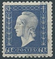1944-45 FRANCIA USATO MARIANNA DI DULAC 60 CENT - EDF167 - 1944-45 Maríanne De Dulac