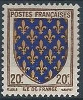 1944 FRANCIA STEMMI DI PROVINCE FRANCESI 20 F MH * - EDF169 - 1941-66 Coat Of Arms And Heraldry