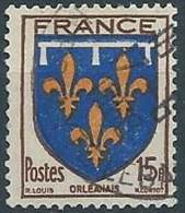 1944 FRANCIA USATO STEMMI DI PROVINCE FRANCESI 15 F - EDF169 - 1941-66 Escudos Y Blasones