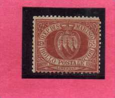 SAN MARINO 1892 - 1894 STEMMA COAT OF ARMS ARMOIRIES CENT.65 DISCRETAMENTE CENTRATO MNH - Neufs