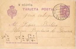 9737. Entero Postal MASSANET De La SELVA (Gerona) 1929, Alfonso XIII - 1850-1931