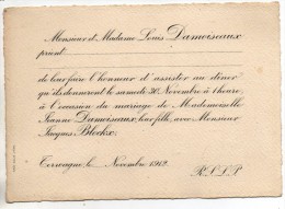 28430  -  Terwagne  Faire-part  Mariage  1912 - Clavier