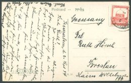 PALESTINE TO GERMANY JERUSALEM Cancel On Postcard VF - Palestine