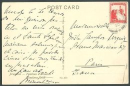 PALESTINE TO FRANCE PARIS JERUSALEM Cancel On Postcard 1930 VF - Palestine