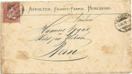 Motiv Brief  "Affolter, Filzhut Fabrik, Burgdorf"         1876 - Covers & Documents