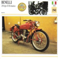Delcampe - Fiche Technique Moto (Course - Italie)  -  Benelli 250 Tipo 4T-SS Elastico  -  1941  -   Carte De Collection - Autres & Non Classés