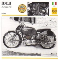 Delcampe - Benelli 250 Grand Prix  (1949)  -  Moto De Course   -   Fiche Technique/Carte De Collection - Motorradsport
