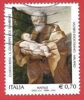 ITALIA REPUBBLICA USATO - 2013 - NATALE RELIGIOSO - S.Giuseppe Col Bambino, Opera Di G.Reni - € 0,70 - S. ---- - 2011-20: Afgestempeld