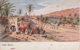 Perlberg Künstlerkarte Litho AK Oase Biskra Algerien Sahara Algerie Serie 752 Mittelmeer No. 6 - Perlberg, F.