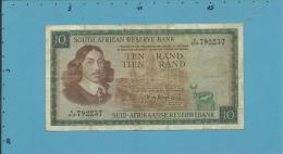 South Africa - 10 RAND - ( 1975 ) - Pick 113.c - Sign. 5 - Watermark: Jan Van Riebeek - 2 Scans - Suráfrica