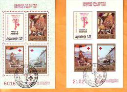 Yugoslavia - Macedonia 1991 Y Charity Stamps Red Cross Cancer From Booklet Black Postmark - Booklets