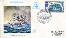 REUNION - N° 415 / FDC DE ST. PIERRE LE 10/6/1973, 5 MATS FRANCE II - TB - Storia Postale