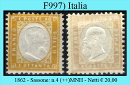 Italia-F00997 - 1862 - Sassone: N.4(++)MNH - Ungebraucht