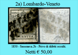 Lombardo Veneto-0002a - 1850 - Sassone: N.2b - Privo Di Difetti Occulti. - Lombardy-Venetia