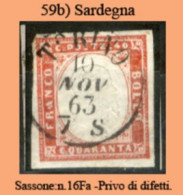 Sardegna-059b - Sassone: N.16Fa - Privo Di Difetti Occulti. - Sardegna