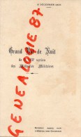 75002 - PARIS - RARE MENU GRAND BAL DE NUIT 190E SECTION MEDAILLES MILITAIRES-HOTEL COLONIES-1931 RUE PAUL LELONG - Menú