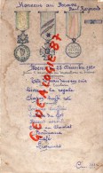 MENU  MILITAIRE - GUERRE 1914-1918 - HONNEUR AUX BRAVE PAUL RAYMOND - 25 DECEMBRE 1920 - Menus