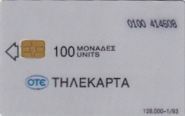 Telefonkarte Griechenland  Chip OTE   Nr.5  1993   0100  Aufl. 128.000 St. Geb. Kartennummer 414608 - Griechenland