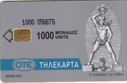 Telefonkarte Griechenland  Chip OTE   Nr.8  1993  1000  Aufl. 64.000 St. Geb. Kartennummer 056878 - Griechenland