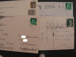 4 Covers ESPANA SPAIN Isolated Single 1984 1991 1993 Definitive Usado Used On Cover Complete Letter To Italy - Briefe U. Dokumente