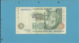 South Africa - 10 RAND - ( 1993 ) - Pick 123.a - Sign. 7 - Watermark: White Rhinoceros - 2 Scans - Afrique Du Sud