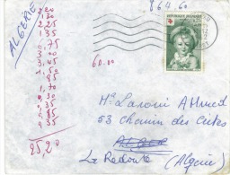 Timbre L' Enfant En Pierrot  Sur Lettre Et Surcharge Croix Rouge Obliteration   1962 De Jargeau  Dans Le Loiret - Cruz Roja