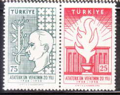 Turkey 1958 Kamal Ataturk Pair MNH - Unused Stamps