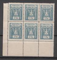 Poland Polen Ostoberschlesien Mi# 6 ** MNH 75F 1922 Corner Block Of 6 - Schlesien