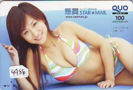 Télécarte Japon EROTIQUE (4986) EROTIC * * JAPAN ACTRESS * PHONECARD EROTIK * BIKINI GIRL * FEMME SEXY LADY - Moda