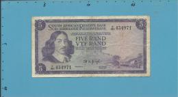 South Africa - 5 RAND - ( 1967 - 74 ) - Pick 111.b - Sign. 5 - Watermark: Springbok - 2 Scans - Afrique Du Sud