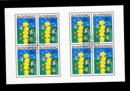 Slovaquie Bloc 4X2 Timbres Europa 2000 Oblitéré YT 321 Papie Rfl.  Jaune / Sheet Slovakia Used Mi 368y Papier Fl. - Usados