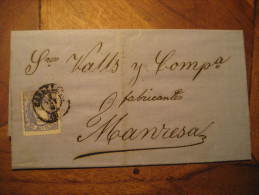 BARCELONA 1870 To Manresa Carta Letter España Spain - Brieven En Documenten