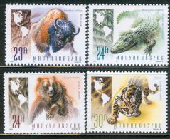 HUNGARY 1998 FAUNA American Animals BYSON ALIGATOR JAGUAR GRIZZLY BEAR - Fine Set MNH - Neufs