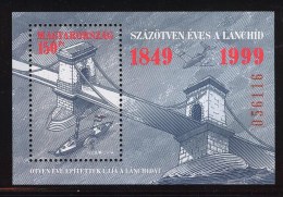 HUNGARY 1999 ARCHITECTURE Buildings Structures BRIDGE - Fine S/S MNH - Unused Stamps