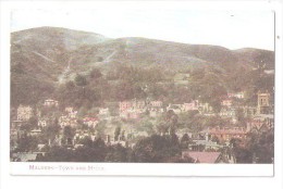 Malvern TOWN HALL AND HILLS  Vintage Postcard Worcestershire -  Used 1907 WITH STAMP - Autres & Non Classés